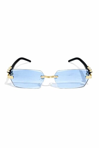 OEM Men's rimless sunglasses, modern design, black arms with gold details