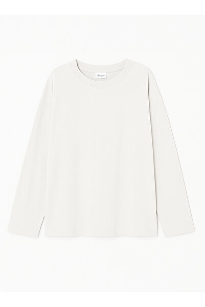 Disante 100% Cotton Oversize Fit Crew Neck Long Sleeve T-Shirt