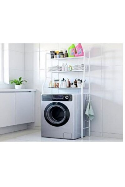 SimpluAcasa Metal storage rack with 3 shelves, washing machine organizer