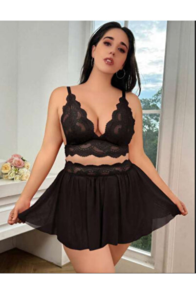 Bleu Petite Plus Size Floral Patterned Skirted Bra Set