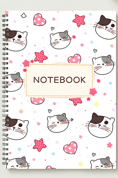 BLACKONECLASS Special Design Cat Themed A5 Metal Spiral Bound Unlined Cardboa...