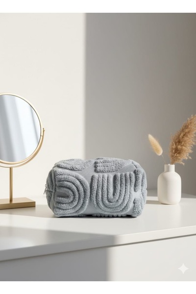 YILDIZ DİJİTAL HOME Large Size Gri Punch Fabric Makeup Organizer 20 cm – Star...