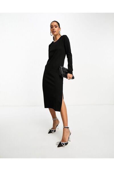 İHRACATFAZLASI Vi̇lla Bi̇si̇klet Yaka Basic Midi Dress