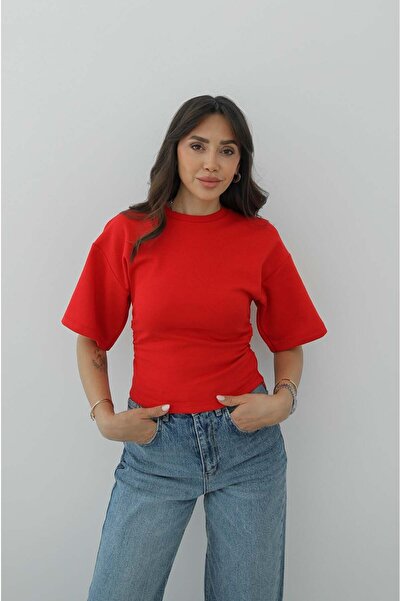 Havoş Κόκκινο μπλουζάκι με σούρες στα πλαϊνά