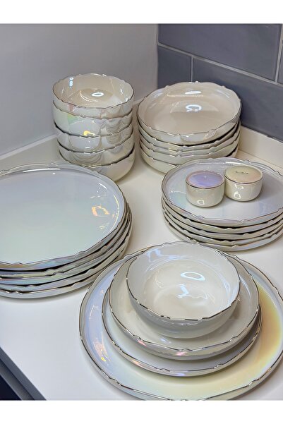 cicizuccaciye Sedefli 26 Parça 6 Kişilik Porselen Yemek Takımı