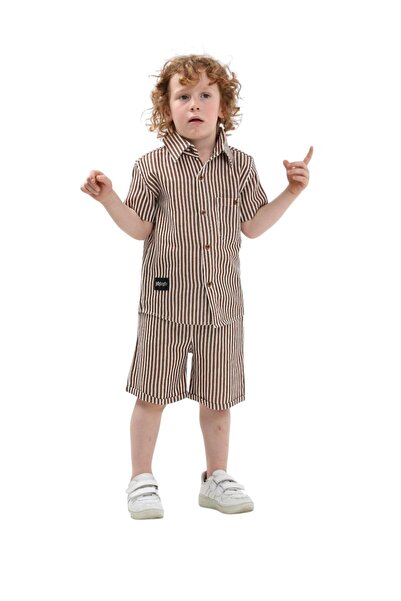 ERDEM KIDS Dečačka košulja kratkih rukava od platna i šorti, set od 2 dela (g...