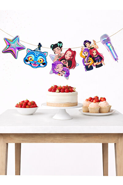 Sinek Kupası Tasarım Kpop Demon Hunters Themed Banner Party and Birthday Deco...