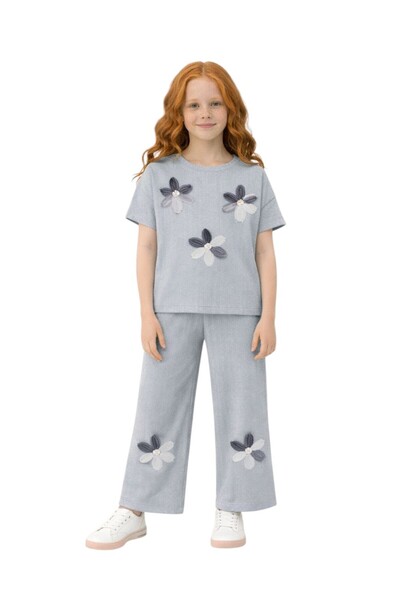ERDEM KIDS Set pentru fete, cu mâneci scurte, din țesătură plisată, cu acceso...