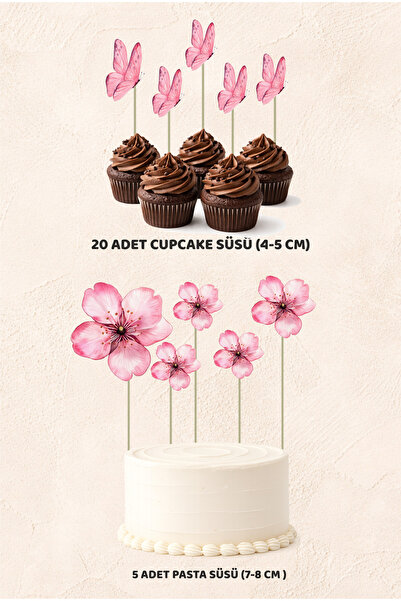Sinek Kupası Tasarım Torta sa temom leptira, 5 delova, mini set od 20 kolačić...