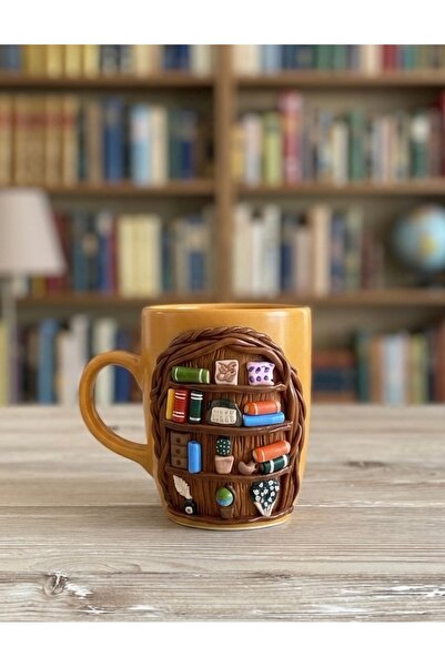 Özel Tasarım Kişiye Özel Kitaplık Tasarımlı Kupa 3d Kabartmalı Kişiselleştiri...
