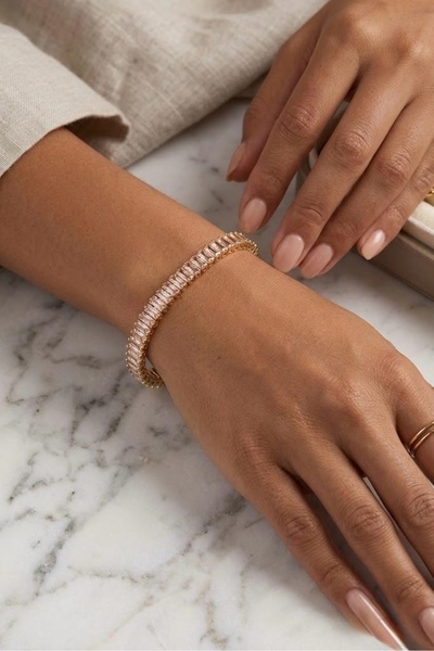 shopidik Baget Kesim Zirkon Taşlı Kadın Su Yolu Bileklik Gold ( 14cm + 3cm )