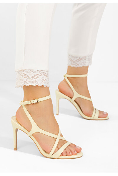 B T Shoes Sandale dama cu toc Sorania galbene