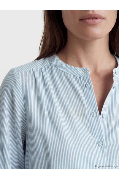 LC Waikiki Nevavm Women's Striped Collar Shirt with a Difference