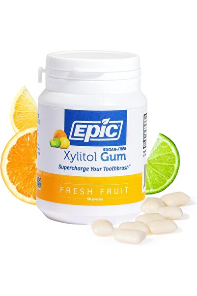 Epic Dental إكسيليتول، خالٍ من السكر، حلوى النعناع بنكهة الفواكه الطازجة، 50 ...