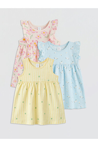 LC Waikiki Nevavm Frilly Baby Girl Dress with Difference in Color, Pack of 3