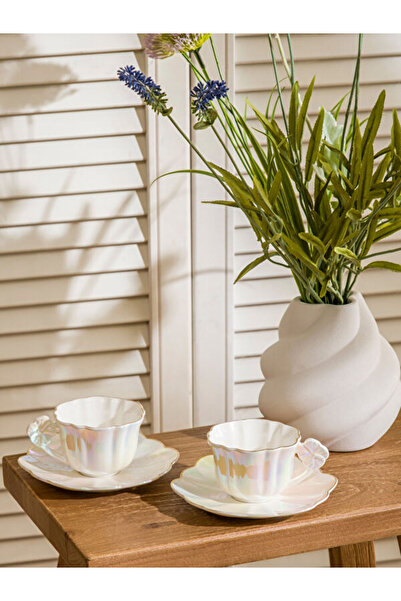 LC Waikiki Rmz Gi̇yi̇m Farkiyla Flower Figured Porcelain Coffee Cup Set for 2...