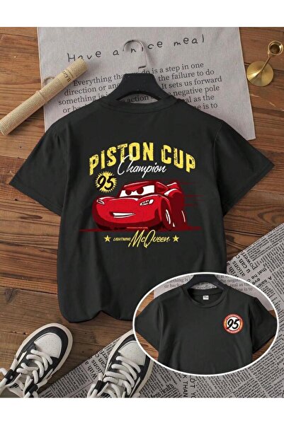 Oceanwear Piston Cup Back and Front Printed Short Sleeve Plain Black Tshirt -...
