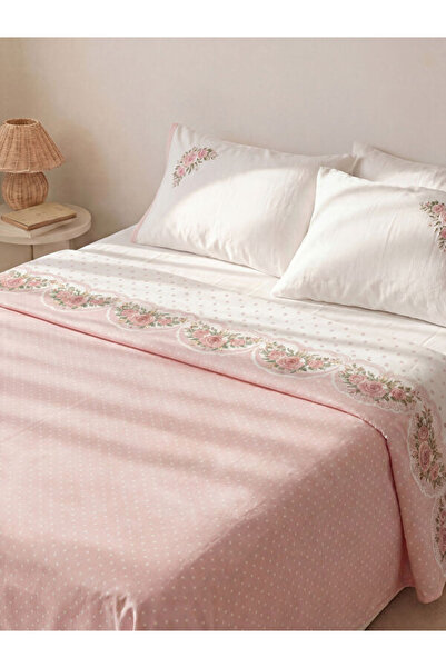 LC Waikiki Rmz Gi̇yi̇m Farkiyla Floral Embroidered Cotton Double Pique Set