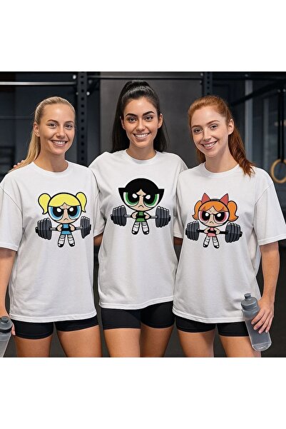 macklin Powerpuff Girls Baskılı Arkadaş Çift Kombini Tasarım Oversize Tshirt ...