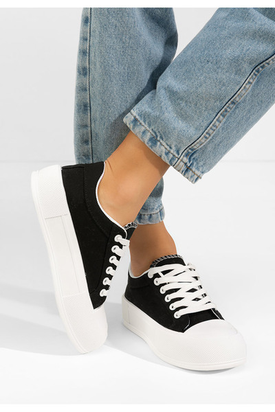 B T Shoes Γυναικεία πανινα πλατφόρμες Antonea μαύρα