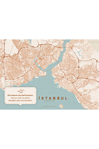 Cartono Maps Kişiye Özel Şehir Haritası Posteri