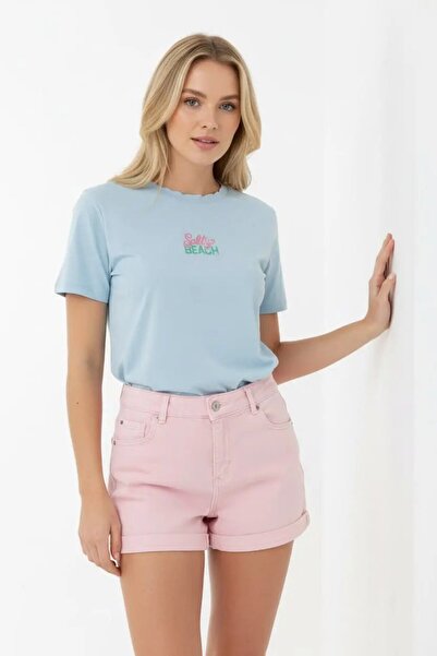 Park Karon 26015 100% Cotton Crew Neck Embroidered Combed Cotton Blouse