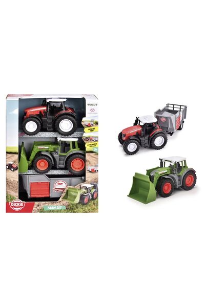 Simba Ντίκι Τόις Φεντμ Σετ Αγροτικών Οχημάτων 2 Τρακτέρ Και Ρυμουλκούμενο 15 εκ.
