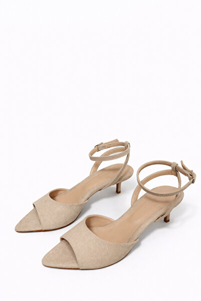 STRASWANS Noah Women's Heeled Suede Sandals Beige