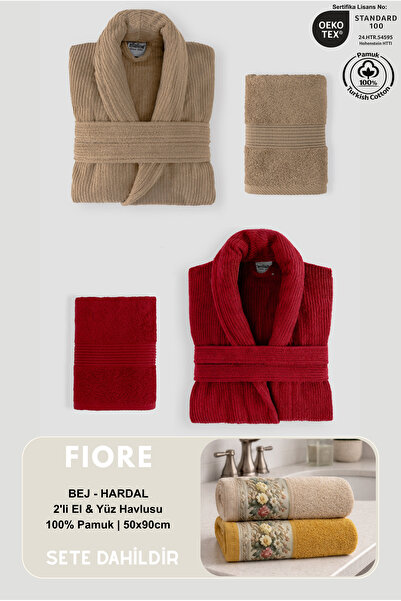 Ellaline 4 Piece Family Striped Bathrobe Set 100% Cotton Certified + Fiore 2-...