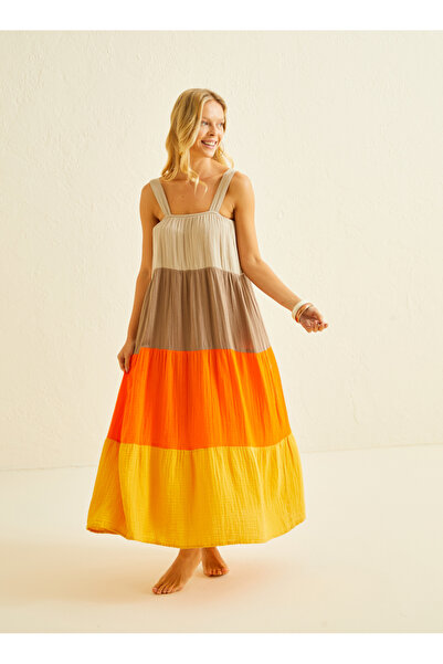 ENNA MODA Organic Muslin Cotton Maxi Dress – Summer Comfortable and Stylish W...