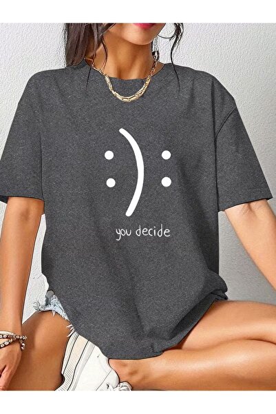 JENOLAN Tricou oversize cu imprimeu „Hangisisin” pentru femei You Dehice
