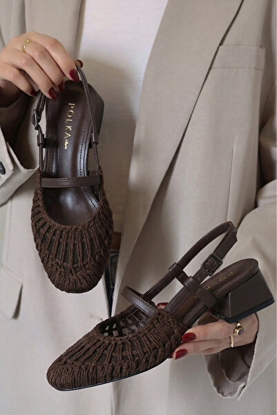 POLKA STORE Breeze Mesh Knitted Short Block Heeled Women's Shoes