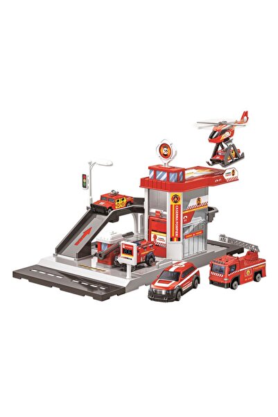 RS Toys Σετ Παιχνιδιού Γκαράζ Πυροσβεστών με Αυτοκίνητα και Ελικόπτερο, 3 Ετώ...