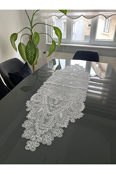 BRL ÇEYİZ HOME French Lace Luxury Tulle Guipure Chic Single Runner 50X140 cm