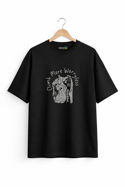 Kidilia Climbing Visual Unisex Crew Neck Black Design Tshirt