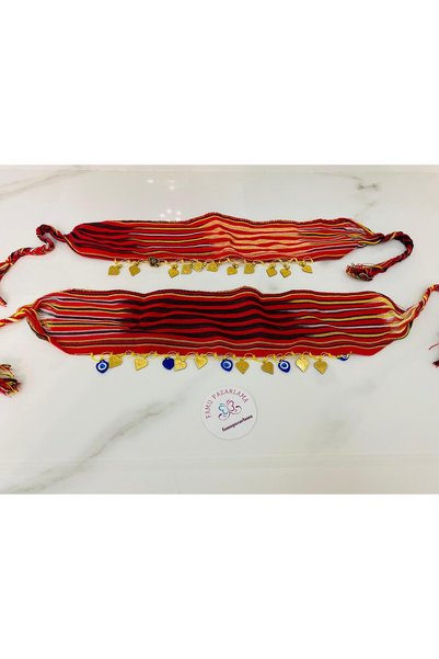 FAMU PAZARLAMA ربطة شعر مزدوجة بتصميم قلب مع خرز العين الشريرة، وبدون خرز، باندانا