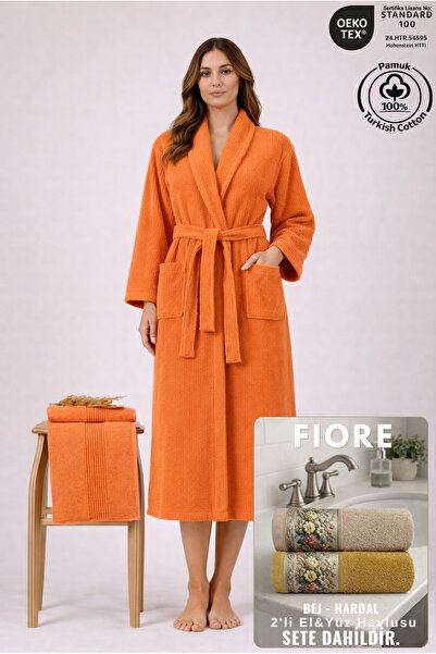 Ellaline Σετ γυναικείων ριγέ μπουρνούζια 2 τεμαχίων 100% βαμβάκι πιστοποιημέν...