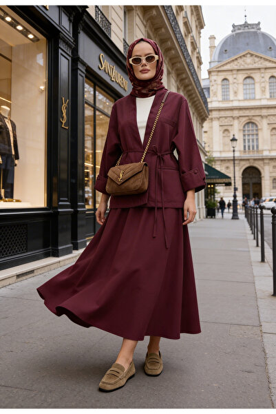 Aselim Hijap Moda Set fustă tip jachetă oversize, combinație casual și specia...