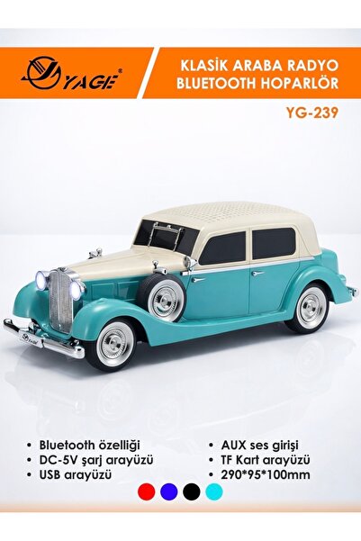 Yage YG-239 Klasik Araba Tasarımlı Nostaljik Bluetooth Hoparlör & Radyo