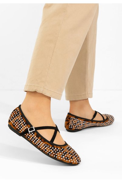 B T Shoes Μπαλαρίνεσ με λουράκι Karemy λεοπαρ