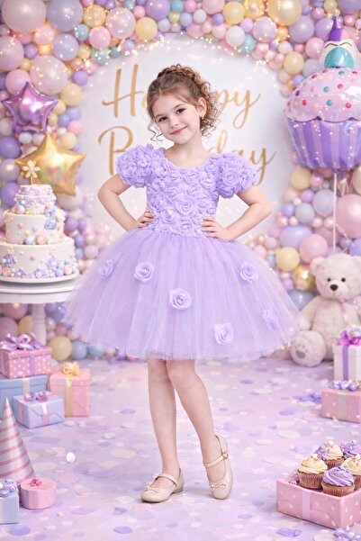 BİLGEN Style Κοριτσίστικο Φόρεμα με Ροζ Μπαλόνια στα Μανίκια και Λεπτομερή Φι...