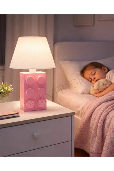 solary sistem Lego Görünümlü Pembe Abajur