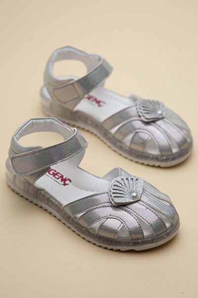 Dilimler Ayakkabı Şirinbebe Orthopedic Girls' Sandals with Silver Fan Detail,...
