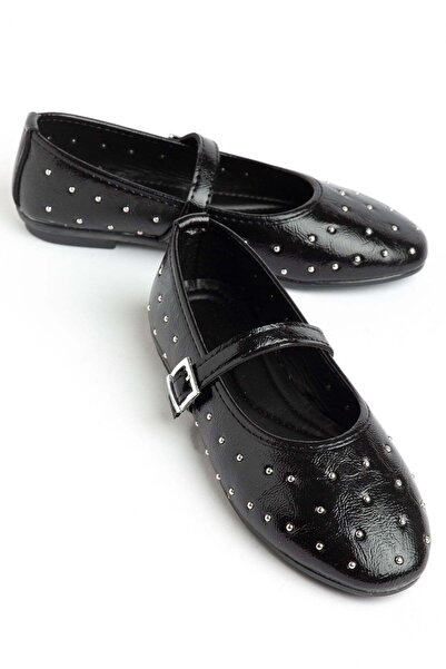 Dilimler Ayakkabı Γυναικεία Μπαλαρίνα Μαύρη Μικρή με Κρασάκια και Κράνος