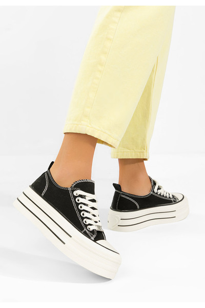 B T Shoes Γυναικεία πανινα πλατφόρμες Kimala μαύρα