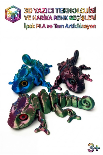 BBSKY 3D Yazıcı Bukalemun: Hareketli Eklemler, İpek PLA ve Harika Renk Geçişl...