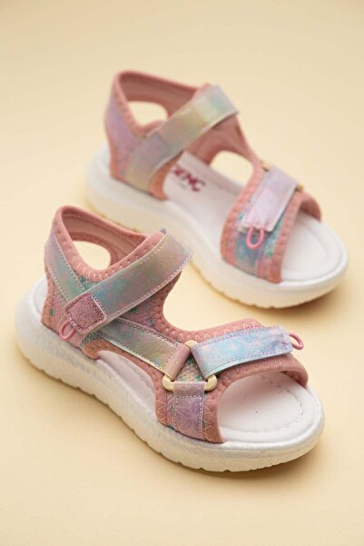 Dilimler Ayakkabı Şirinbebe Orthopedic Girls' Sandals Powder Faylon Sole Velc...