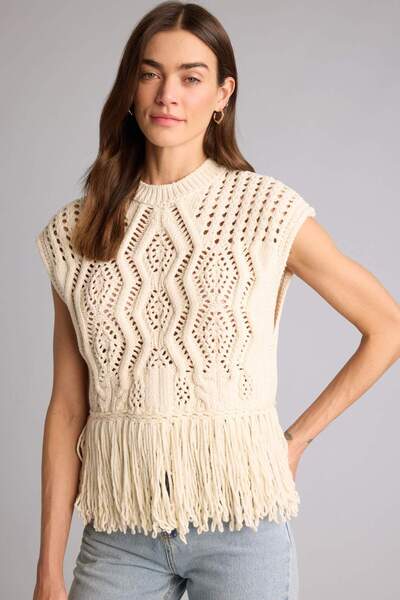 DeFacto Oversized Knitwear Tasseled Vest H2940Ax26Sm