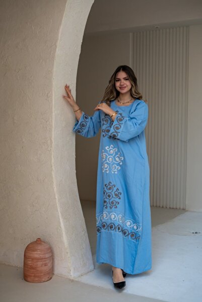 Graciana جلابية كتان Linen فاخر ملكي بقصة ماكسي