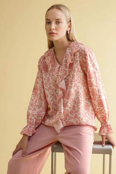 DeFacto Patterned Long Sleeve Blouse G8784Ax26Sm